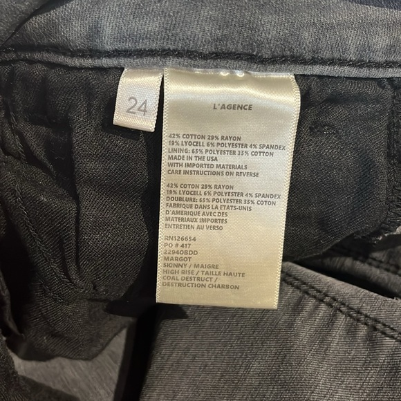 L'AGENCE Margot Coal Destruct High Rise Ankle Skinny Jeans - Picture 11 of 11